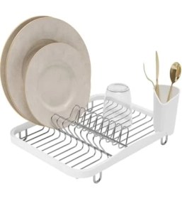 Resim Aesco Sinkin Metal Bulaşıklık, Ayrışma Çatal Bıçak Sepetili, Lavaboya Veya Çalışma Parçalarına Uyar, Kompakt ve Kullanışlı, Beyaz/nikel 