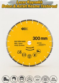 Resim Badem10 300 mm Lazer Kaynaklı Beton Kesme Testeresi Diski Beton Asfalt Tuğla Parke Fayans Elmas Kesim Disk 
