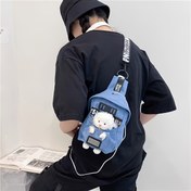 Resim 1 Adet Kadın Karikatür Ayı Çapraz Vücut Çantası - Fermuarlı Mavi Omuz Askılı, Günlük Kullanım İçin Rahat Çanta, Küçük Crossbody Çanta, Polyester Astarlı 