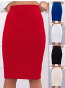 Resim Fashion Fit Büyük Beden Kalem Midi Etek 151153283 Kırmızı 