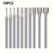 Resim 10 adet zımpara mini U-şekilli oyma taşlama başlığı, taşlama ve tamir burrs, oyma, döner araç aksesuarları, DIY başlangıç seviyesi için uygun 2.35mm mandrel 