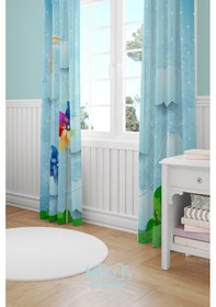 Resim Rüzgar Gülü Desenli Fon Perde Çocuk Ve Bebek Odası Süet Baskılı Ekstrafor Büzgü 2 Kanat Prd-60 Çok Renkli 