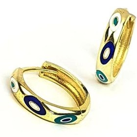 Resim Nazar Boncuğu Detayli Mine Işçiliği Gümüş Üzerine Altın Kaplama H 