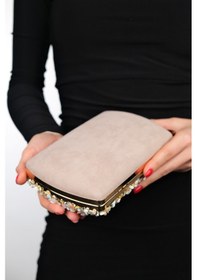 Resim Luvishoes Seul Bej Çakıl Taşı Kadın Abiye Çanta Bej 