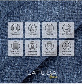 Resim Jakarlı Şönil Koltuk Örtüsü Kanepe Örtüsü Koltuk Şalı 110x175 2 Ad. Kaymaz Gece Mavisi Mavi 