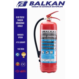 Resim BALKAN YANGIN VE GÜVENLİK SİSTEMLERİ 6 kg Tozlu Yangın Tüpü Tse Ce Belgeli Ruhsata Uygun 4 Yıl 