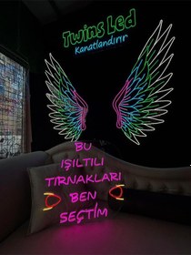 Resim Bu Işıltılı Tırnakları Ben Seçtim Yazılı Neon Tabela Mor 