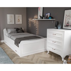 Resim WENCE Country Oda Takımı - Yavrulu Karyola, 2 Kapaklı Gardırop, 3 Çekmeceli Şifonyer Tamamı Mdf 