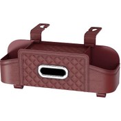 Resim Tenfowee Araç Sandalye Arkası Depolama Kutusu, İki İçecek Rafı, Telefon Tutucu Ve Mendil Kutusu İle Araç İçini Düzenleyin - Siyah 