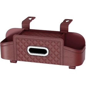 Resim Tenfowee Araç Sandalye Arkası Depolama Kutusu, İki İçecek Rafı, Telefon Tutucu Ve Mendil Kutusu İle Araç İçini Düzenleyin - Siyah 