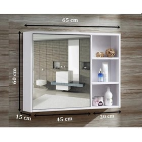 Resim Taç-dek Bas Aç Kapaklı Banyo Dolabı Aynalı Üst Modülü. Beyaz 