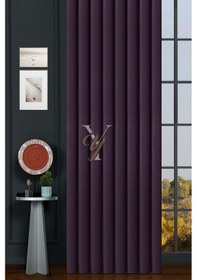 Resim İpek Kadife Fon Perde V-28 Mor Mor 