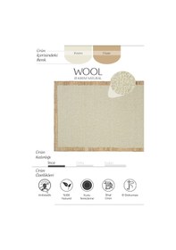Resim Cool Halı Wool 01 Natural Yün Halı Jüt Halı Yolluk El Dokuma Jüt Kilim Hasır Halı Bohem El Halısı Krem Halı Krem - Natural 
