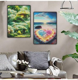 Resim Beyaz 5d Elmas Boyama Tam Yuvarlak Matkap Elmas Aşk Woods Ev Deniz Tarafından Elmas Boyama Diy Elmas Mozaik Kanvas Tablo 56726403 