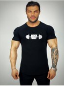 Resim Black İstanbul Bench Press Baskılı Fitness T-shirt 