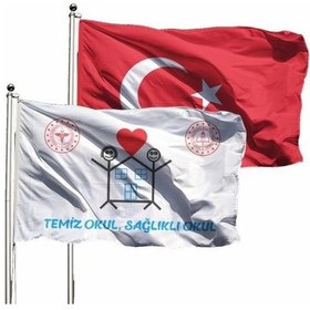 Resim Türk Bayrağı ve Temiz Okul Bayrağı Raşel (2'li) 70x105 