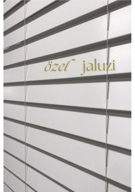 Resim Beyaz 50 Mm Ahşap Görünümlü Jaluzi Beyaz 