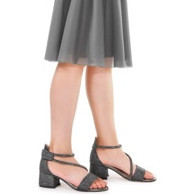 Resim Kiko Kids Pisar Günlük Kız Çocuk 4 cm Topuklu Sandalet Abiye Ayakkabı Platin 