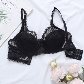 Resim 3 Sıra Düğme Kapatma Push-Up Sütyen - Seksi Dantel Kenar, Tam Kapsama, Dolgusuz, Yüksek Destek ile Kadınlar için Tel, Zarif Tasarım Casual Attire veya Özel Durumlar için, Özel Durum İç Çamaşırı, Yay Süslemeli İç Çamaşırı, Kaliteli İç Çamaşırı 