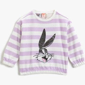 Resim Kız Bebek Bugs Bunny Lisanslı Pullu Sweatshirt 