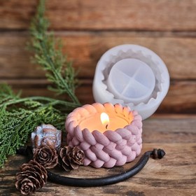 Resim DIY Mum Yapımı için 2 adet Silikon Kalıp - Hasır Sepet ve Halat Tutucu Kalıpları, Alçı, Alçıpan, Reçine El Sanatları, Mum Işığı Dekorasyonu, Ev Dekoru İçin Yeniden Kullanılabilir Esnek Silikon Kalıplar | Dokulu Mum Tutacağı | Doğal Doku Tasarımı, Mum Kalıpları Silikon 