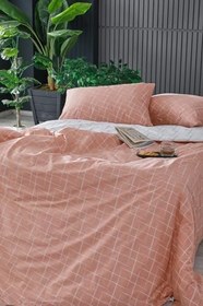 Resim Glimmer Easy Cotton Çift King Size Nevresim Takımı - Somon 