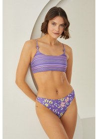 Resim Loya Kadın Renkli Çizgi Desenli Tek Üst Bikini Çok Renkli 