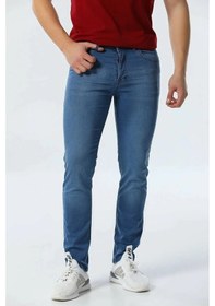 Resim Erkek Mavi Slim Fit Likralı Esnek Jean Kot Pantolon Mavi 