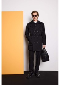 Resim Defacto Slim Fit Dar Kesim Kemerli Düğmeli Trençkot D5528ax25aubk27 Siyah 