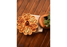 Resim Hometarz Bambu Döner Stantlı Çok Amaçlı Sunum Tabağı - Şekerlik, Kahvaltılık - 30 cm - Kalp Şekilli 