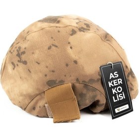 Resim Jandarma Çöl Kamuflaj Balistik Başlık Kılıfı Kask Kılıfı Camel 