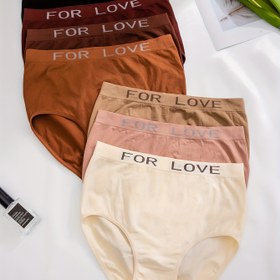 Resim 7'li Kadın Dikişsiz Yüksek Bel İç Çamaşırı Paketi - "for LOVE" Yazılı Kontrastlı Bel Bandı, Yumuşak Nefes Alabilen Kumaş, 7 Renk (Siyah/Kahverengi/Kırmızı/Bej/Pembe/Beyaz/Açık Gri) - Şık Günlük Rahatlık, Rahat İç Giyim, Zarif Bel Bandı, Pürüzsüz Dokusu, Günlük Gereksinimler, Modern İç Çamaşırlar, Hafif İç Çamaşırları, Çoklu Paket Külotlar, Günlük Kullanım 