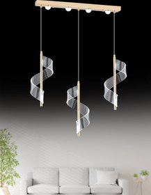 Resim İstanbul Avize Mira 3'lü Gold 3 Renk Led Yemek Masası Modern Ledli Avize 