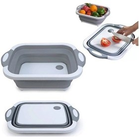 Resim Qu Katlanabilir Sebze Yıkama Sepeti Ve Kesme Tahtası - Gri - 1 Adet 