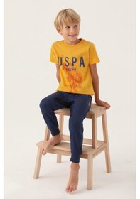 Resim U.s. Polo Assn. 1739 Lisanslı Hat Hardal Erkek Çocuk Pijama Takımı Hardal 