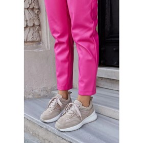 Resim Nilufarr Roma Bej Süet Hakiki Deri Kadın Sneaker 