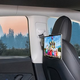 Resim Tesla Model 3 Y Pad Tablet Tutucu, Araba Arka Koltuk Mobil Telefon Tutucu Tablet Standı Arka Koltuk Akıllı Telefon Montaj Klipsi Otomatik IPad Tutucu için 