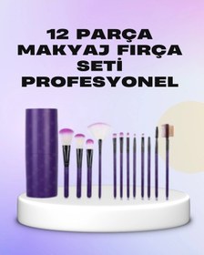 Resim Mey İthalat Ergonomik Saplı Fiber Kıllı 12'li Makyaj Fırça Takımı Göz Ve Ten Makyajı İçin Uygun 