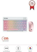 Resim Torima TMK-09 Pembe Şarj Edilebilir RGB Işıklı Kablosuz Klavye Mouse Seti 