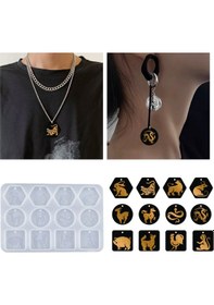 Resim Epoksi Silikon Kalıp 12 Farklı Hayvan Kolye Küpe Kalıbı 