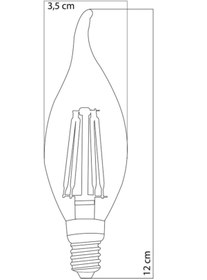 Resim Heka Filament Rustik LED Ampul Kıvrık Uç 8W 3000K E14 Gün Işığı 3'lü ERD-36 