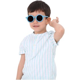 Resim machupıcchu Iskandinav Ithal Model Bebek-çocuk Güneş Gözlüğü Uva400 Korumalı Mavi Çerçeve Kahverengi Cam 