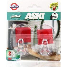 Resim Boss Tape 3M Yapışkanlı Şeffaf İkili Büyük Boy Askı 