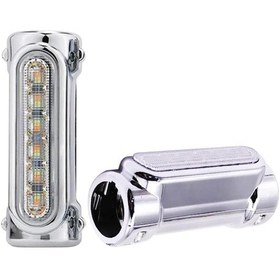 Resim Motosiklet Sinyalli Sis Farı Takımı / Koruma Demirine Monte Krom Şeffaf Lens 