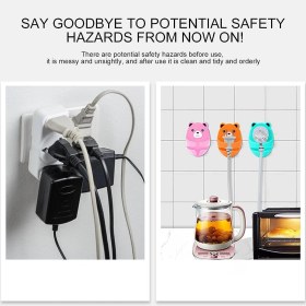 Resim 4 Adet Ayı Desenli Fiş, Kablo, Küçük Aksesuar Tutucu Güçlü Yapıştırıcı (Ev, Ofis, Otel Vb. Alanlar) 