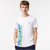 Resim Lacoste Sport Erkek Regular Fit Bisiklet Yaka Organik Pamuk Baskılı Beyaz T-shirt 