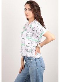 Resim Kadın Baskılı Bisiklet Yaka Oversize T-shirt Çok Renkli 