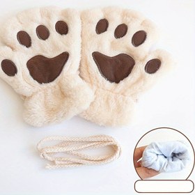 Resim 1 Çift Sevimli Kedi Pati Peluş Yarım Parmak Eldivenleri - Dokunmatik Ekran Kullanımı, Kış Sıcaklığı ve Açık Hava Aktiviteleri için Karikatür Kedi saç tokası Tasarımı ile Yumuşak, Kalınlaştırılmış ve Sıcak, Kış Elbisesi | Rahat Dokunmatik Eldivenler | Yumuşak Kumaş 