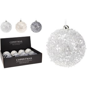 Resim Yılbaşı Ağacı Topu Payetli 8 cm 