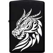 Resim Neo Hediye Ejderha Desenli Kişiye Özel Isimli Zippo Çakmak Benzinli Siyah Metal Çakmak 